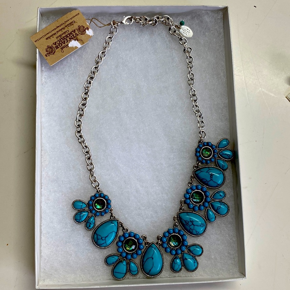 Sterling silver turquoise necklace 7” with free earrings nwt